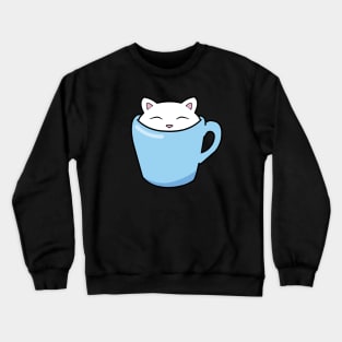 Cat in a blue cup Crewneck Sweatshirt